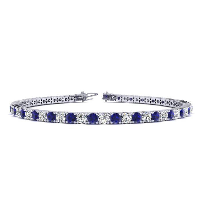 4 1/2 Carat Sapphire & Diamond Tennis Bracelet in 14K White Gold (9.4 g)