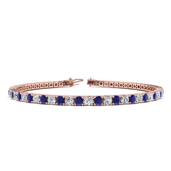 4 Carat Sapphire & Diamond Tennis Bracelet in 14K Rose Gold (8.1 g), 6 Inches,  by SuperJeweler