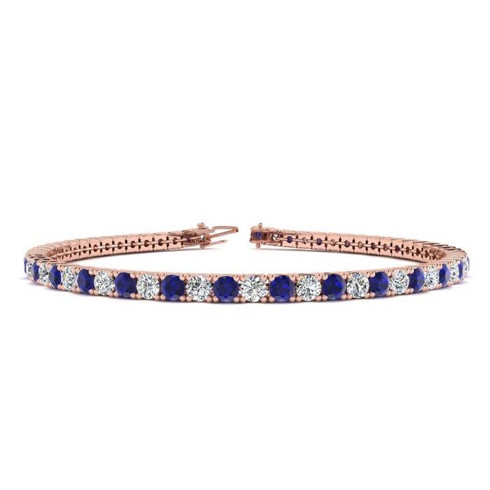 4 1/2 Carat Sapphire & Diamond Tennis Bracelet in 14K Rose Gold (