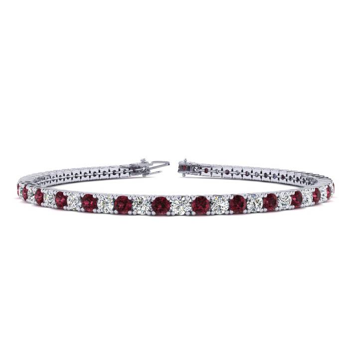 3 3/4 Carat Garnet & Diamond Tennis Bracelet in 14K White Gold (8.1 g), 6 Inches,  by SuperJeweler