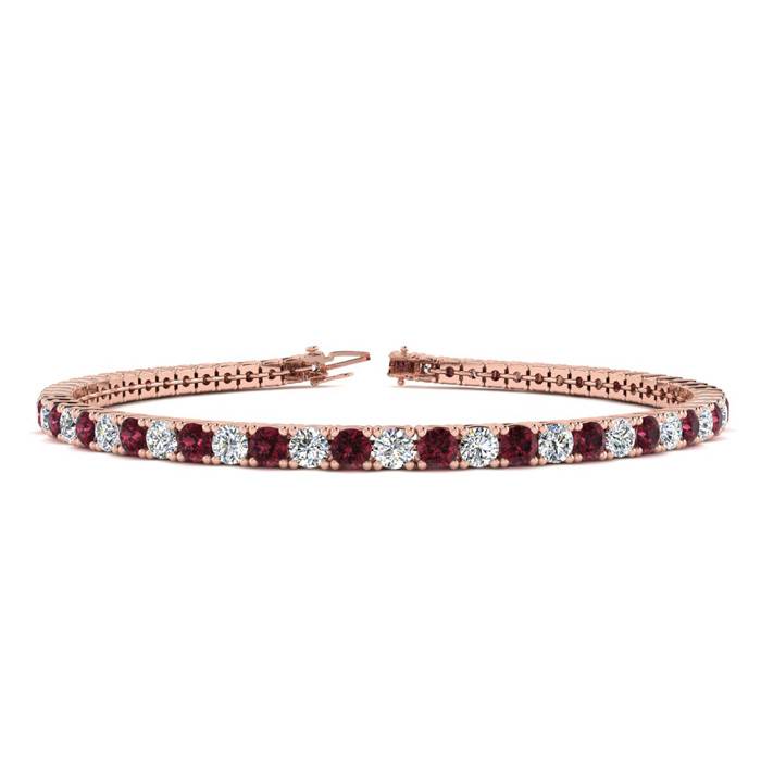 3 3/4 Carat Garnet & Diamond Tennis Bracelet in 14K Rose Gold (8.1 g), 6 Inches,  by SuperJeweler