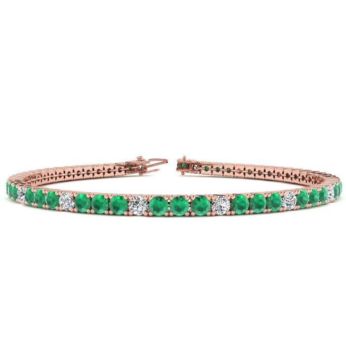 4 Carat Emerald Cut & Diamond Alternating Tennis Bracelet in 14K Rose Gold (8.1 g), 6 Inches,  by SuperJeweler