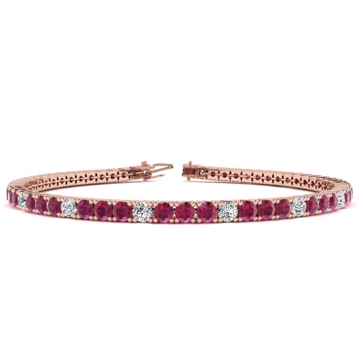 4 1/3 Carat Ruby & Diamond Alternating Tennis Bracelet in 14K Rose Gold (8.1 g), 6 Inches,  by SuperJeweler