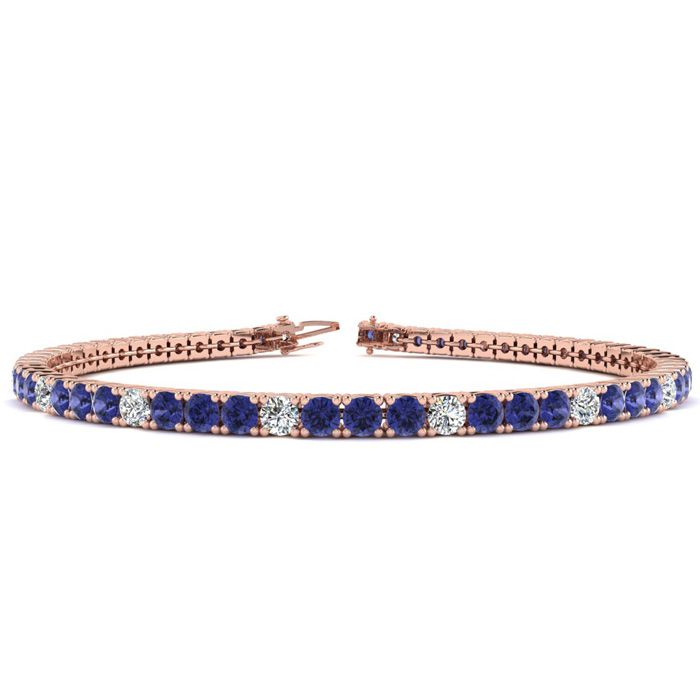 4 1/3 Carat Tanzanite & Diamond Alternating Tennis Bracelet in 14K Rose Gold (8.1 g), 6 Inches,  by SuperJeweler