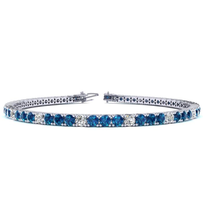 3 1/2 Carat Blue & White Diamond Alternating Tennis Bracelet in 14K White Gold (8.1 g), 6 Inches,  by SuperJeweler