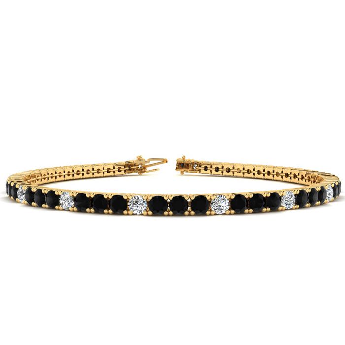 3 1/2 Carat Black & White Diamond Alternating Tennis Bracelet in 14K Yellow Gold (8.1 g), 6 Inches,  by SuperJeweler