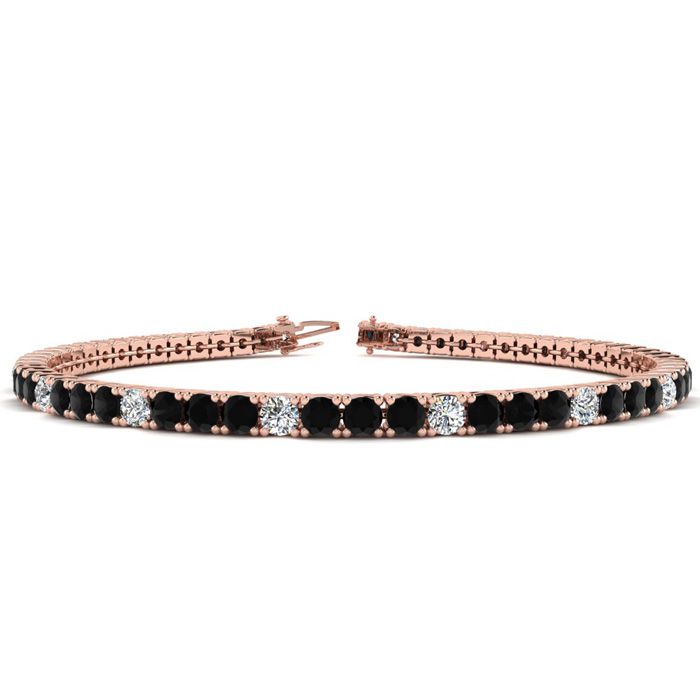 3 1/2 Carat Black & White Diamond Alternating Tennis Bracelet in 14K Rose Gold (8.1 g), 6 Inches,  by SuperJeweler