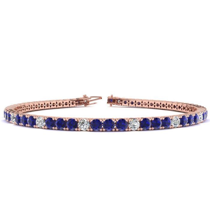 4 1/3 Carat Sapphire & Diamond Alternating Tennis Bracelet in 14K Rose Gold (8.1 g), 6 Inches,  by SuperJeweler