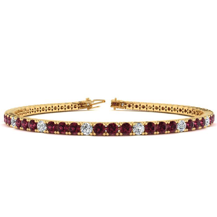 4 Carat Garnet & Diamond Alternating Tennis Bracelet in 14K Yellow Gold (8.1 g), 6 Inches,  by SuperJeweler