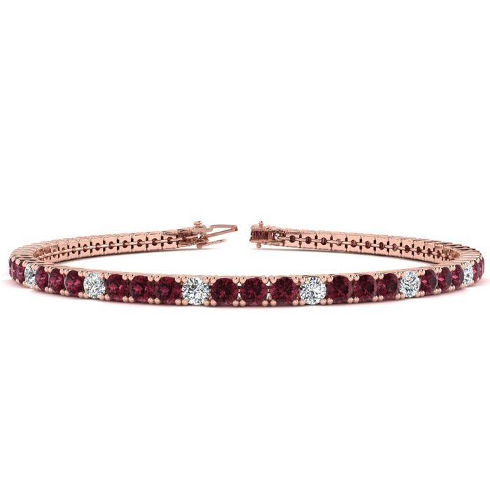 4 Carat Garnet & Diamond Alternating Tennis Bracelet in 14K Rose Gold (8.1 g), 6 Inches,  by SuperJeweler