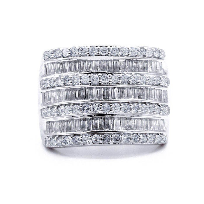 2 Carat Baguette & Round Diamond Band Ring In Sterling Silver, J/K By SuperJeweler