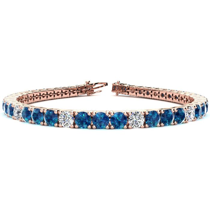 9 3/4 Carat Blue & White Diamond Graduated Tennis Bracelet in 14K Rose Gold (10.3 g), , 6 Inch by SuperJeweler