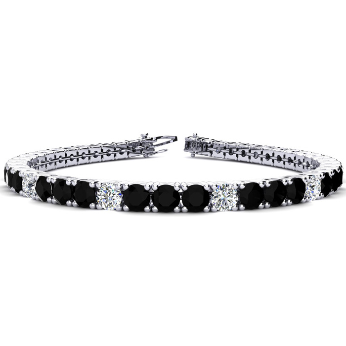 9 3/4 Carat Black & White Diamond Graduated Tennis Bracelet in 14K Yellow Gold (10.3 g), , 6 Inch by SuperJeweler