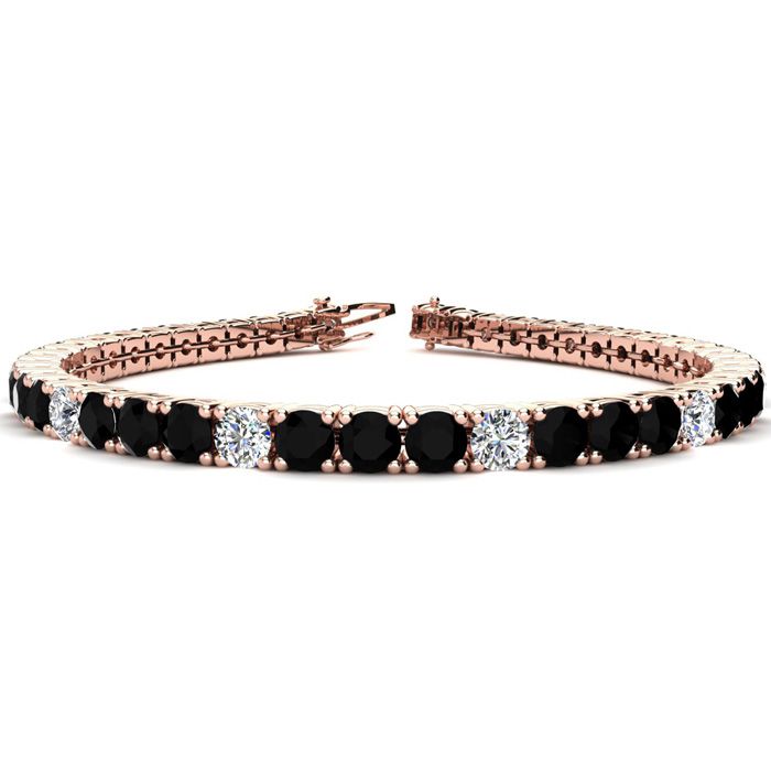 9 3/4 Carat Black & White Diamond Graduated Tennis Bracelet in 14K Rose Gold (10.3 g), , 6 Inch by SuperJeweler