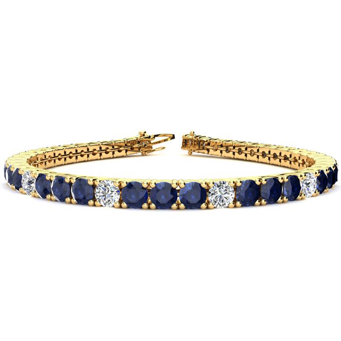 12 3/4 Carat Sapphire & Diamond Graduated Tennis Bracelet in 14K 