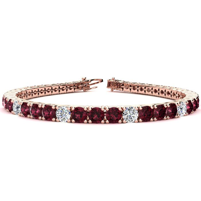 10 1/2 Carat Garnet & Diamond Graduated Tennis Bracelet in 14K Ro