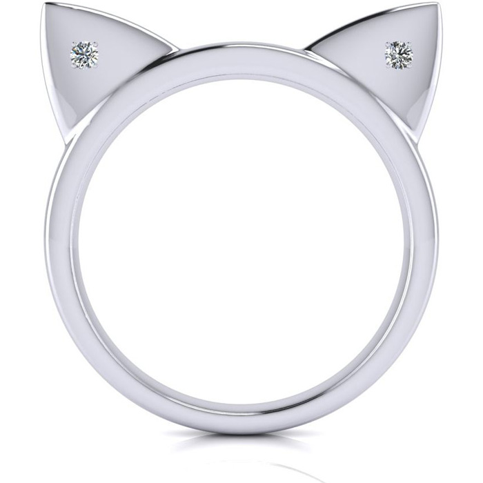 Diamond Accent Cat Ears Ring in Sterling Silver, , Size 4 by SuperJeweler