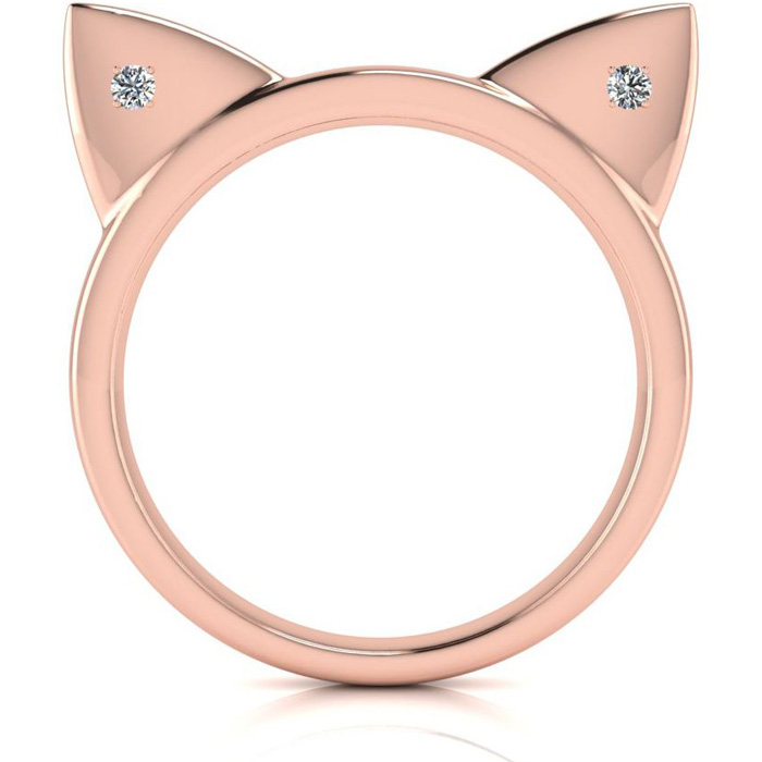 Diamond Accent Cat Ears Ring in Rose Gold (1.4 g) Over Sterling Silver, , Size 4 by SuperJeweler