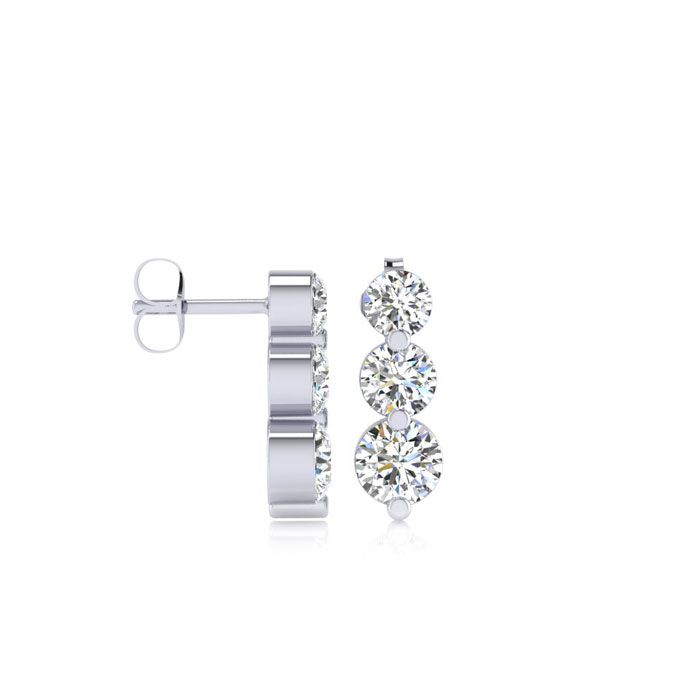 1/4 Carat Three Diamond Graduated Drop Earrings in 14K White Gold,  by SuperJeweler