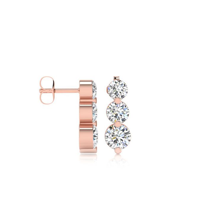 1/4 Carat Three Diamond Graduated Drop Earrings in 14K Rose Gold,  by SuperJeweler
