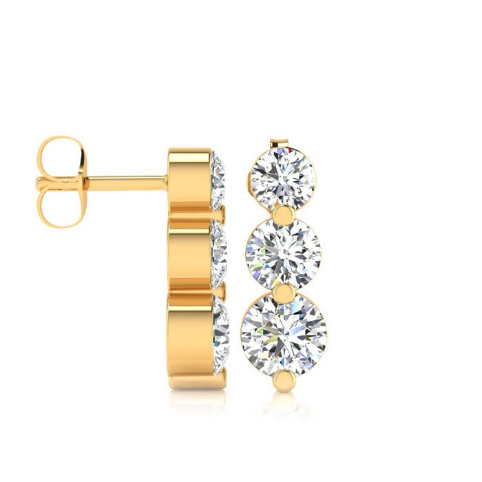 1/2 Carat Three Diamond Graduated Drop Earrings In 14K Yellow Gold, I/J By SuperJeweler