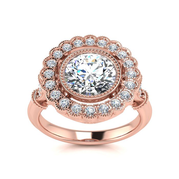 1.5 Carat Vintage Diamond Engagement Ring in 14K Rose Gold (5.3 g) (  I1-I2 Clarity Enhanced)  Size 5.5 by SuperJeweler