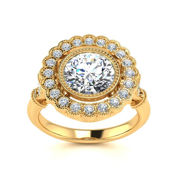 1.5 Carat Vintage Diamond Engagement Ring in 14K Yellow Gold (5.3 g) (  SI2-I1)  Size 6 by SuperJeweler