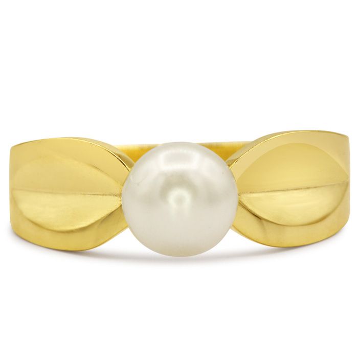 Round Freshwater Cultured Pearl Ring in 14K Yellow Gold (2.5 g), Size 4 by SuperJeweler