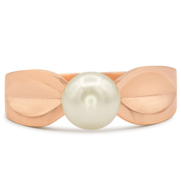 Round Freshwater Cultured Pearl Ring in 14K Rose Gold (2.5 g), Size 4 by SuperJeweler
