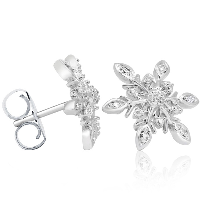 Diamond Accent Snowflake Stud Earrings,  by SuperJeweler