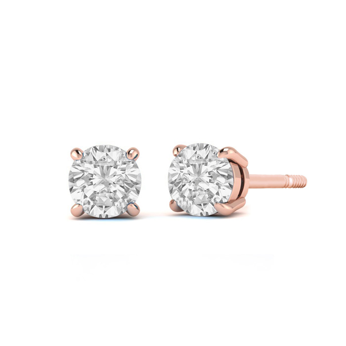 Diamond Screw Back Earrings 4 Carat / Rose Gold