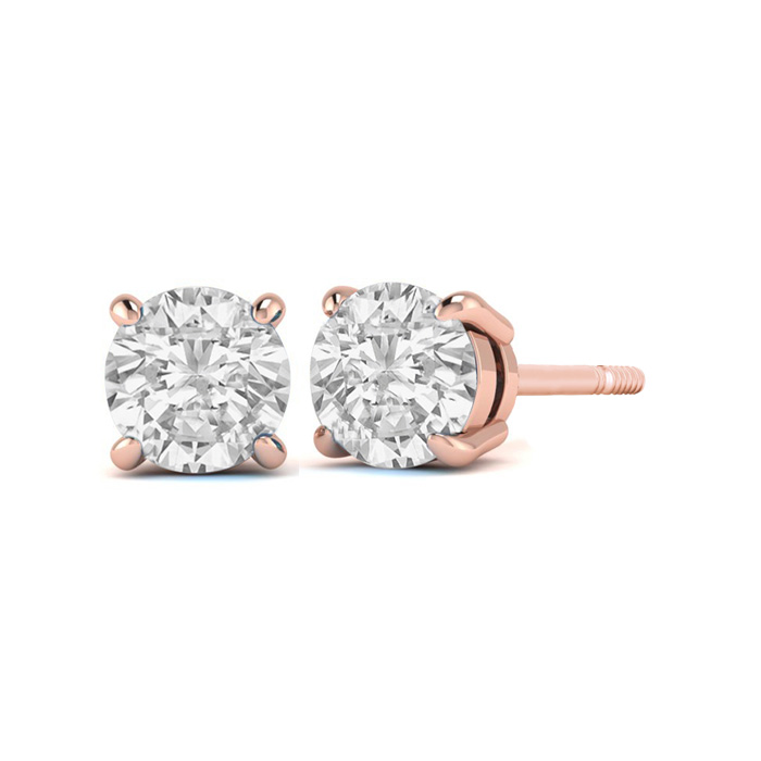 1/3 Carat Diamond Stud Earrings in 14K Rose Gold (, I1-I2) by SuperJeweler