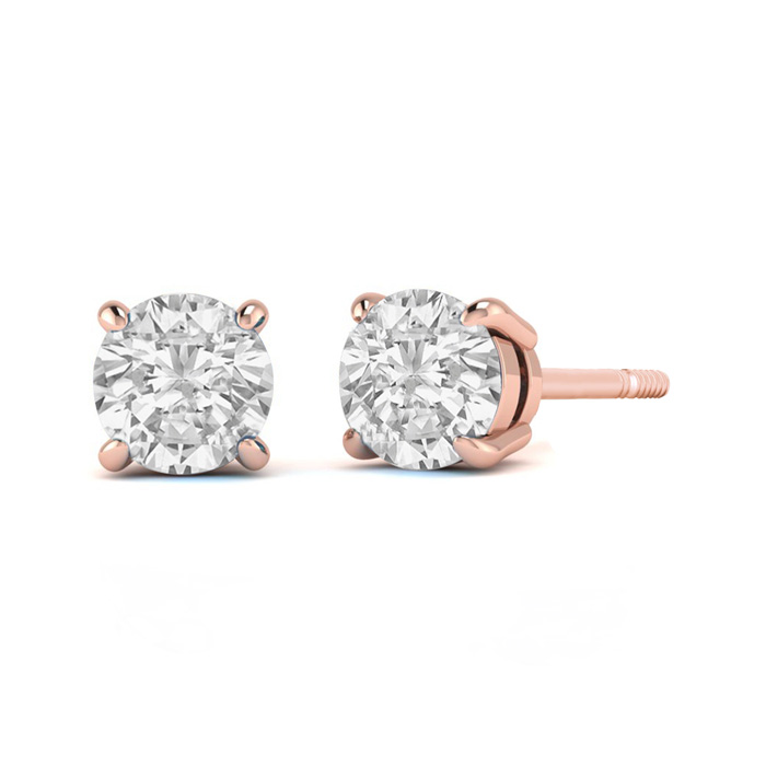 1/2 Carat Diamond Stud Earrings in 14K Rose Gold (, SI3) by SuperJeweler