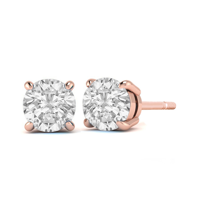 3/4 Carat Diamond Stud Earrings in 14K Rose Gold (, I2) by SuperJeweler