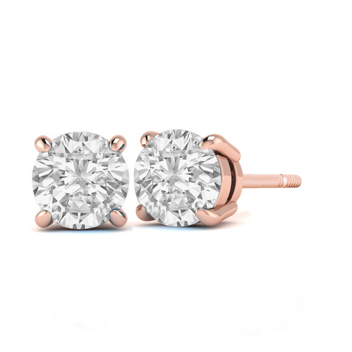 1 Carat Diamond Stud Earrings in 14K Rose Gold (, I1-I2) by SuperJeweler