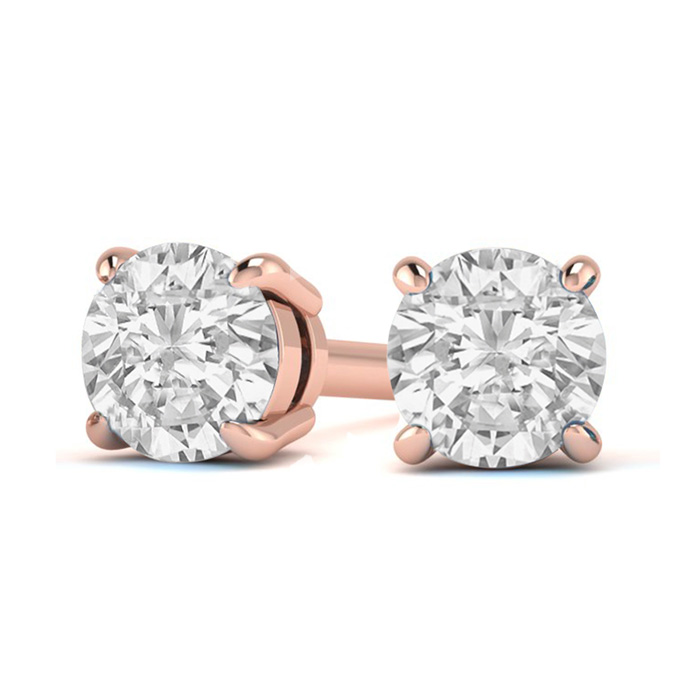 1.25 Carat Diamond Stud Earrings in 14K Rose Gold (, I1-I2) by SuperJeweler