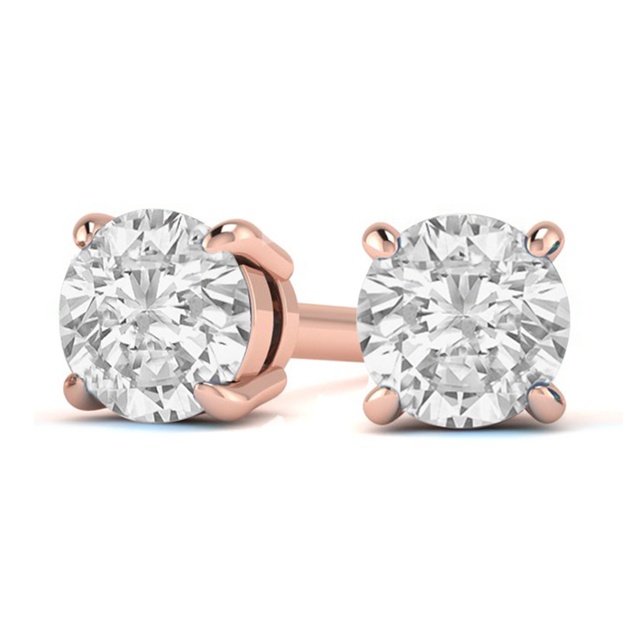 1.5 Carat Diamond Stud Earrings in 14K Rose Gold (, I1-I2) by SuperJeweler