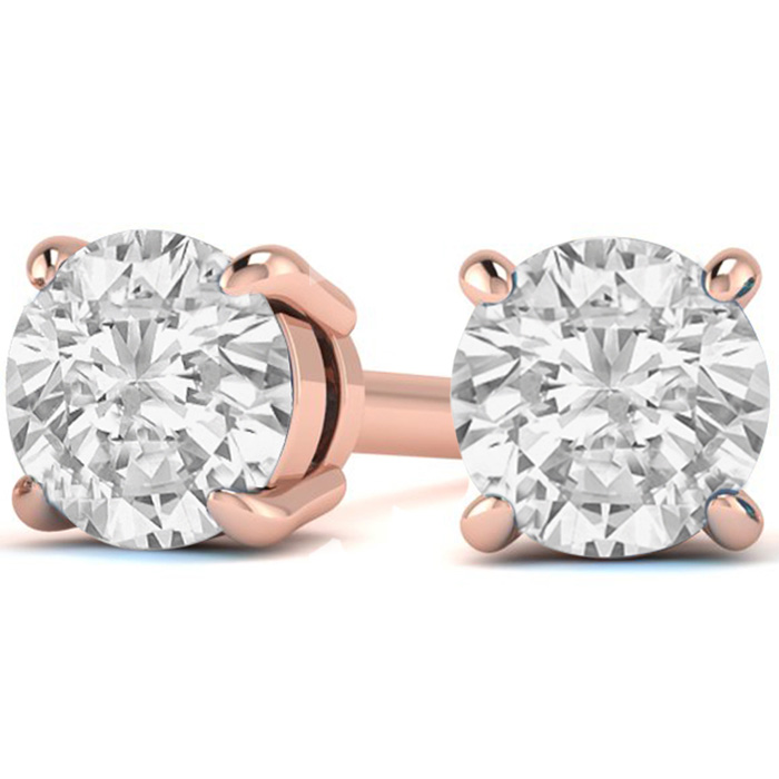 1 3/4 Carat Round Diamond Stud Earrings in 14K Rose Gold (  SI1-SI2) by SuperJeweler