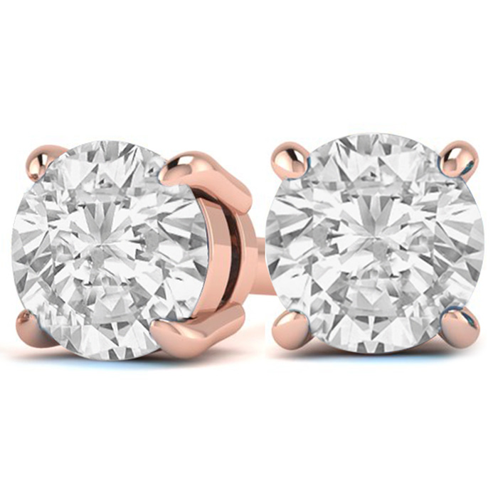 3 Carat Diamond Stud Earrings in 14K Rose Gold (, I1-I2) by SuperJeweler