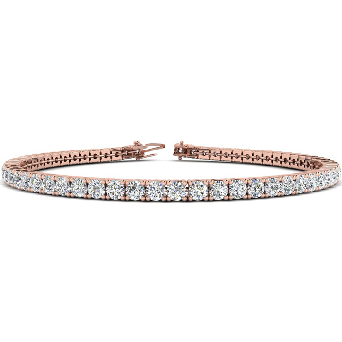 4 Carat Diamond Tennis Bracelet in 14K Rose Gold (6.7 g), 7 Inches,  by SuperJeweler