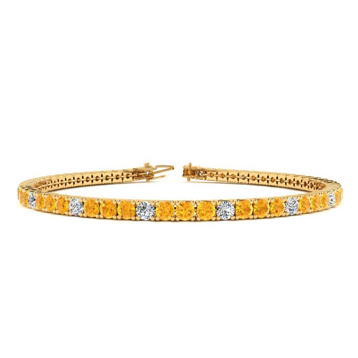 2 3/4 Carat Citrine & Diamond Alternating Tennis Bracelet in 14K Yellow Gold (8 g), 6 Inches,  by SuperJeweler