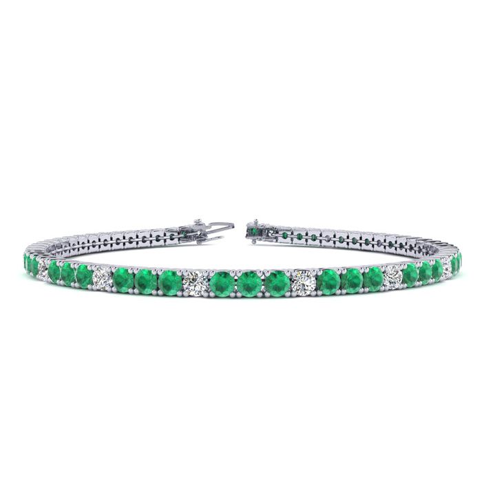 3 Carat Emerald Cut & Diamond Alternating Tennis Bracelet in 14K White Gold (8 g), 6 Inches,  by SuperJeweler