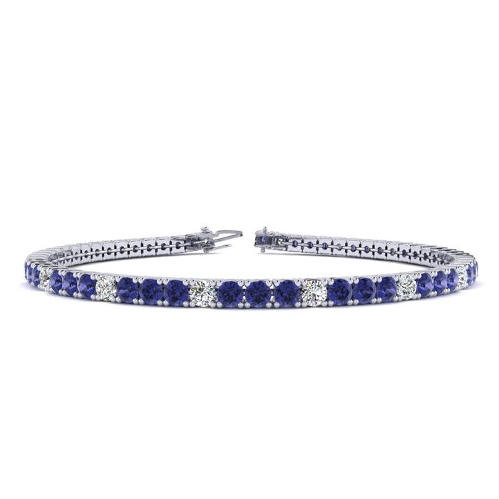 1 3/4 Carat Tanzanite & Diamond Alternating Tennis Bracelet in 14K White Gold (8 g), 6 Inches,  by SuperJeweler