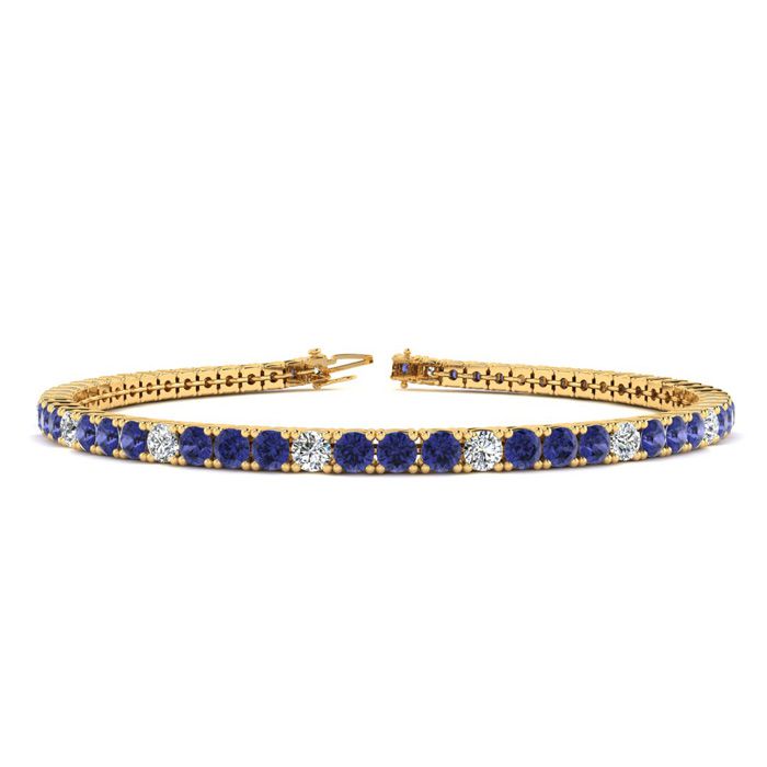 1 3/4 Carat Tanzanite & Diamond Alternating Tennis Bracelet in 14K Yellow Gold (8 g), 6 Inches,  by SuperJeweler