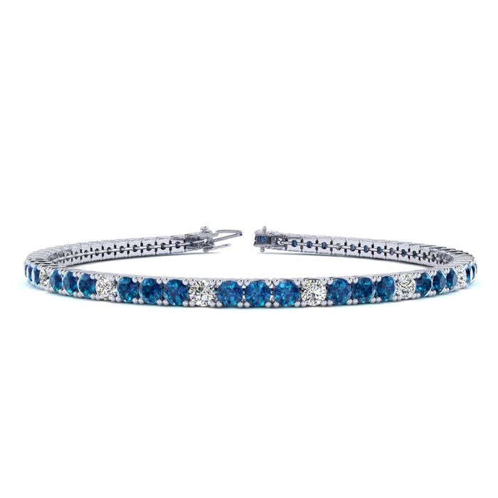 2 1/4 Carat Blue & White Diamond Tennis Bracelet in 14K White Gold (8 g), 6 Inches,  by SuperJeweler