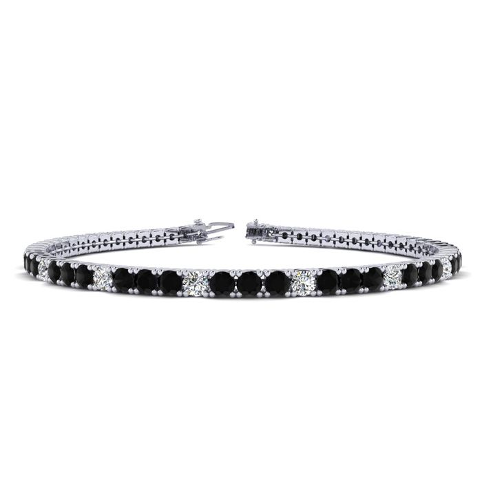 2 1/4 Carat Black & White Diamond Tennis Bracelet in 14K White Gold (8 g), 6 Inches,  by SuperJeweler