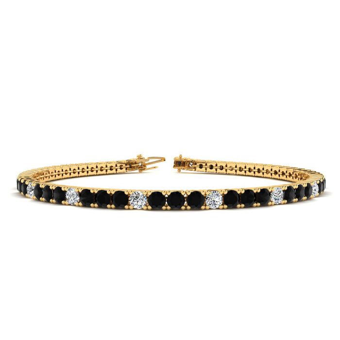 2 1/4 Carat Black & White Diamond Tennis Bracelet in 14K Yellow Gold (8 g), 6 Inches,  by SuperJeweler