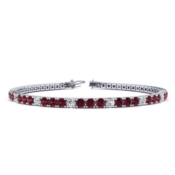 2 3/4 Carat Garnet & Diamond Alternating Tennis Bracelet in 14K White Gold (8 g), 6 Inches,  by SuperJeweler