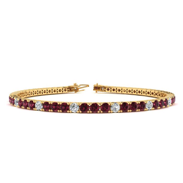 2 3/4 Carat Garnet & Diamond Alternating Tennis Bracelet in 14K Yellow Gold (8 g), 6 Inches,  by SuperJeweler