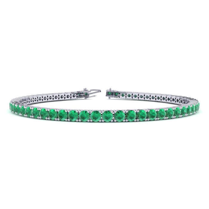 4 1/3 Carat Emerald Tennis Bracelet in 14K White Gold (10 g), 7.5 Inches by SuperJeweler